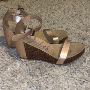 Blowfish Rose Gold Wedges Size 8.5